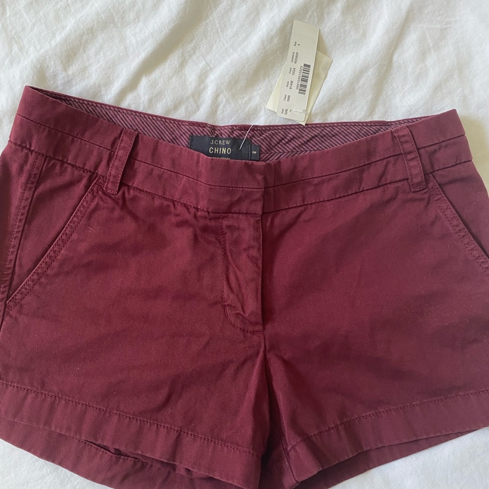 J crew chino shorts never worn. New with tags burgundy